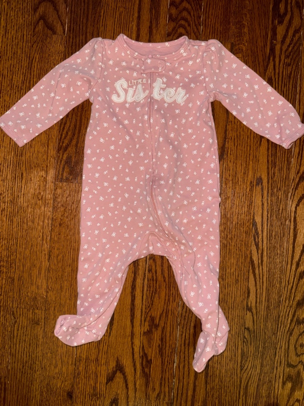 Carter's Pink 'Little Sister' Floral Footed One-Piece
